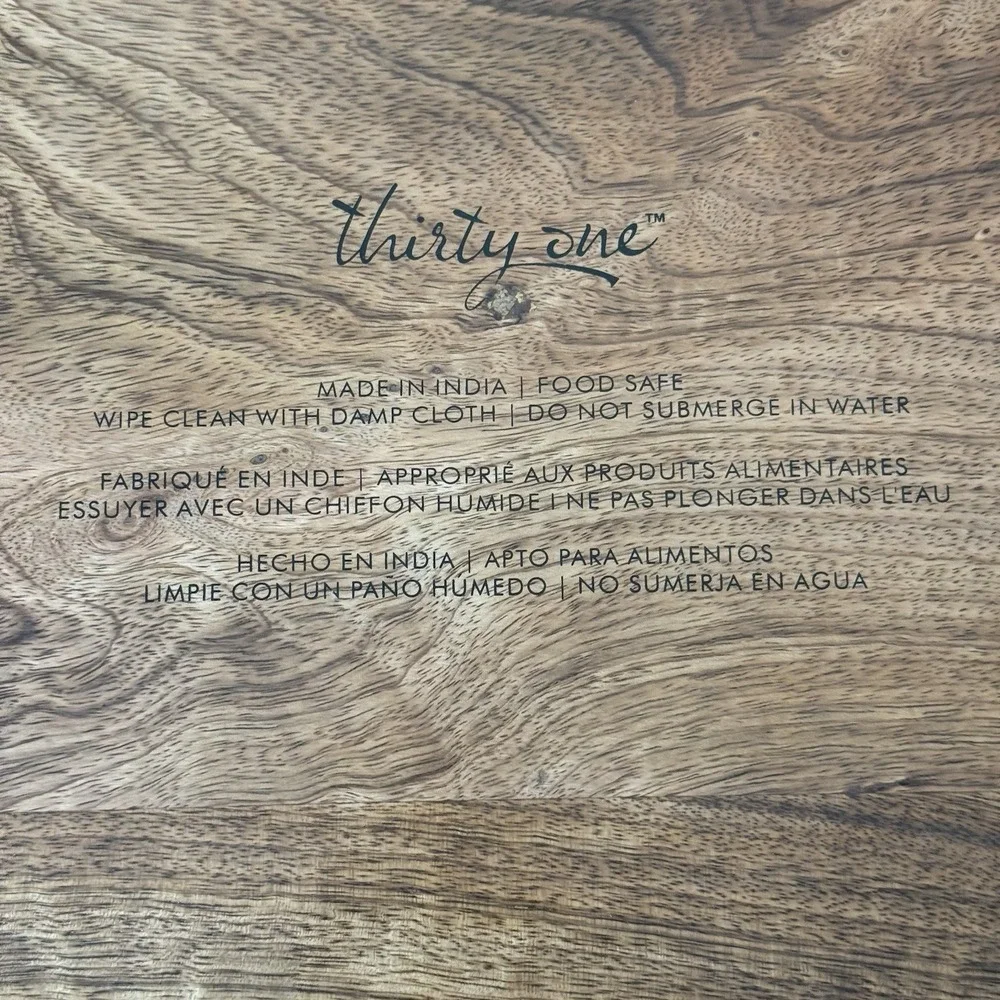 Thirty-One Close To Home Wood‎ Serving Tray Iron Handles Thankful & Blessed 14